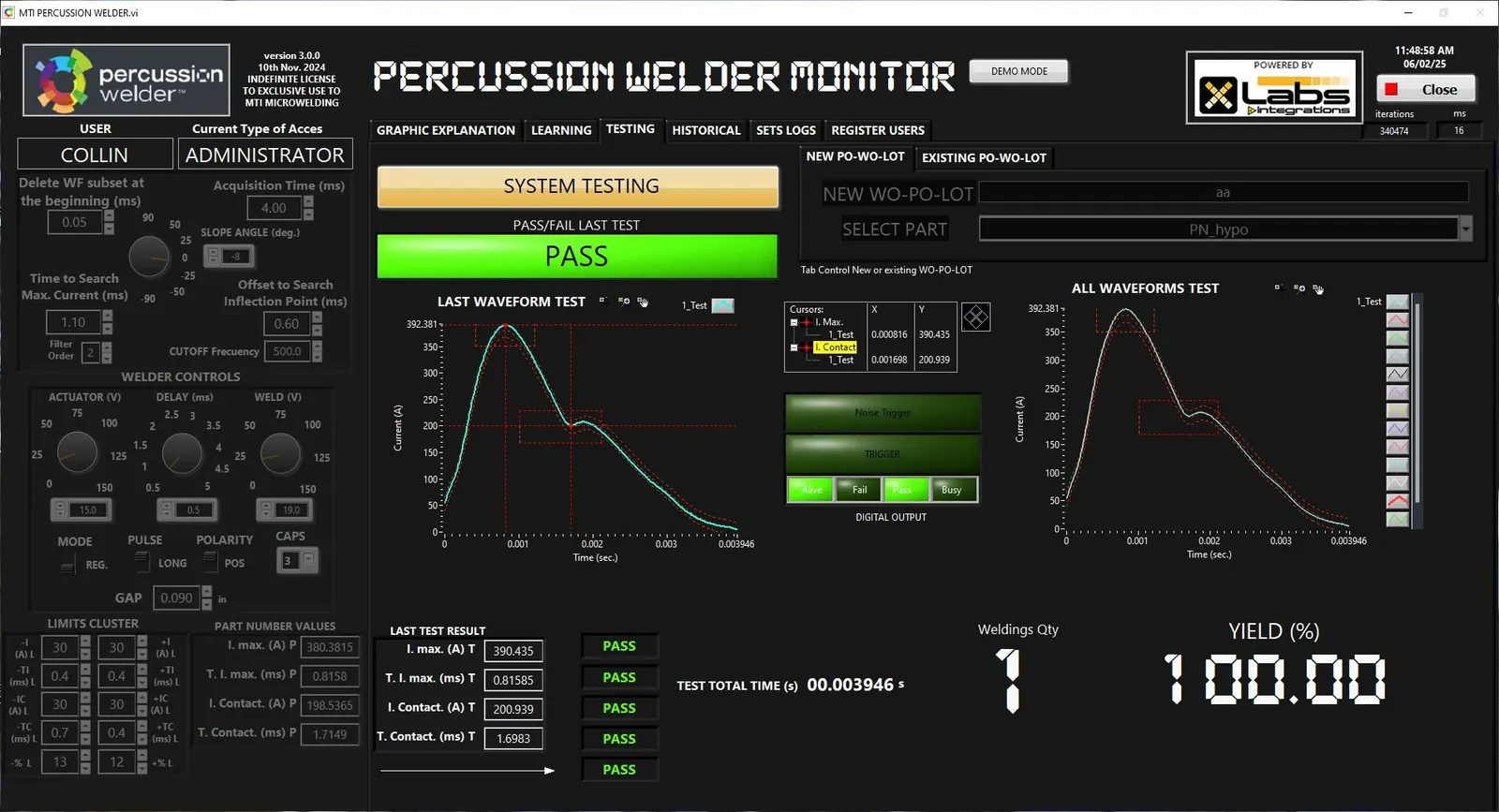 Percussion Weld Monitor — Learning/Development